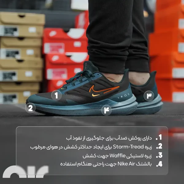 توضیحات کتانی رانینگ مردانه نایکی مدل Nike AIR WINFLO 9 SHIELD DM1106-002